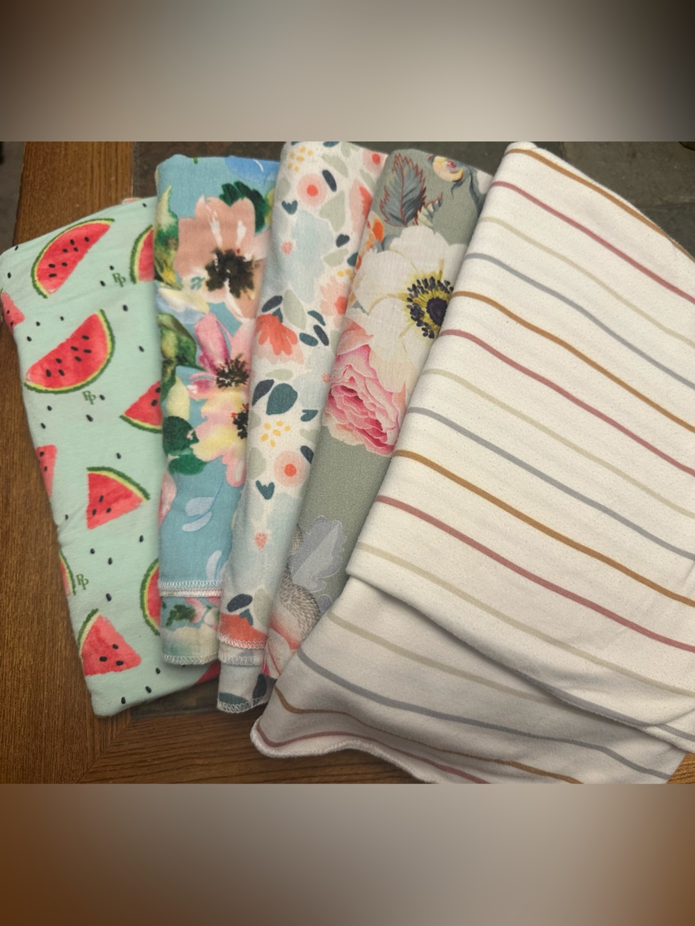 Assorted Floral & Stripe Baby Swaddles - Pastel Watermelon & Floral Prints